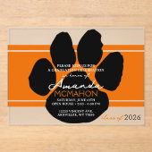 オレンユニークジとブラックの卒業ポープリントエレガント アクリル招待状 (正面)