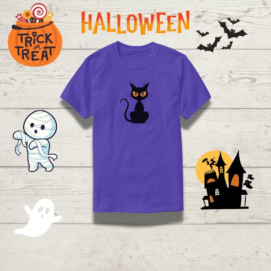 オレン不気味ジアイブラック猫ハロウィーンTシャツ Tシャツ