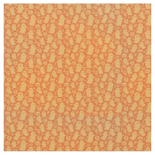 オレン不気味ジ幽霊たちハロウィーン ファブリック (クローズアップ)