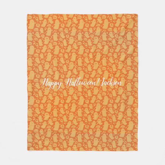オレン不気味ジ幽霊たちハロウィーン フリースブランケット (正面)
