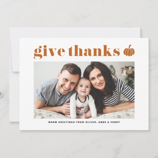 オレン与えジュ感謝していレトロタイポグラフィ感謝祭 シーズンカード (正面)