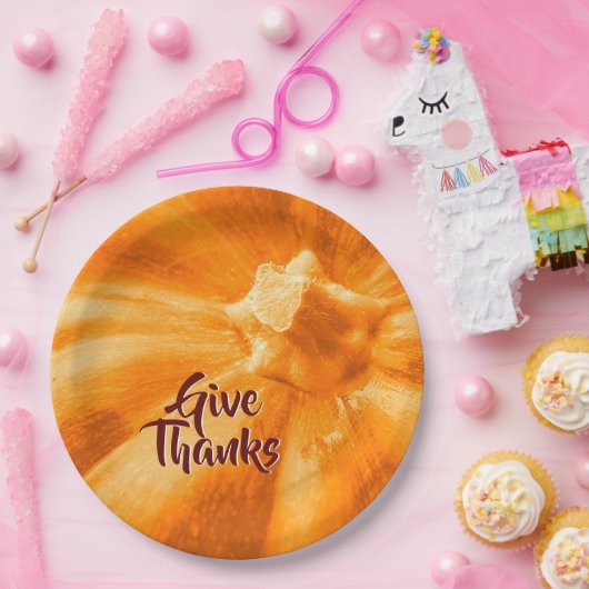 オレン与え感謝していジカボンプキンサンクスギビングホリデー ペーパープレート (パーティー)