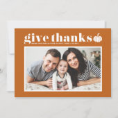 オレン与え感謝していト写真Happy Thanksgiving シーズンカード (正面)