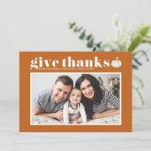 オレン与え感謝していト写真Happy Thanksgiving シーズンカード (スタンド正面)