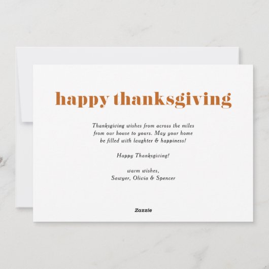 オレン与え感謝していト写真Happy Thanksgiving シーズンカード (裏面)