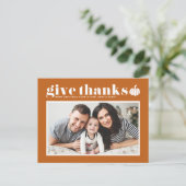 オレン与え感謝していト写真Happy Thanksgiving シーズンポストカード (スタンド正面)