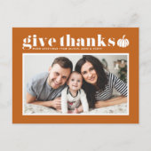 オレン与え感謝していト写真Happy Thanksgiving シーズンポストカード (正面)