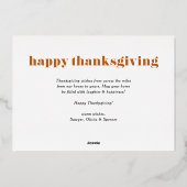 オレン与え感謝していト写真Happy Thanksgiving 箔シーズンカード (裏面)