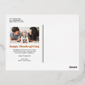 オレン与え感謝していドHappy Thanksgiving写真 箔シーズンポストカード (裏面)