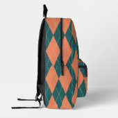 オレン名門私立校風のジグリーンアーガイルプリントモノグラムイニシャル プリントバックパック (左)