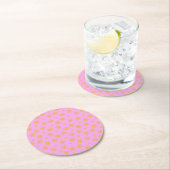 オレン名門私立校風のジピンクのヒッピー花柄 ラウンドペーパーコースター (インサイチュ)