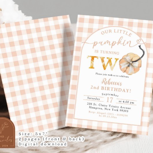 オレン名門私立校風のジンガムパンプキン2nd誕生日 招待状