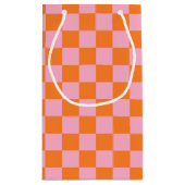 オレン市松模様にジとピンク スモールペーパーバッグ (裏面)