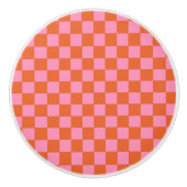 オレン市松模様にジとピンク セラミックノブ (正面)