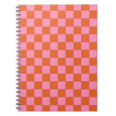 オレン市松模様にジとピンク ノートブック (正面)