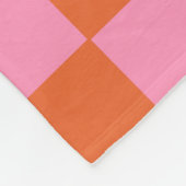 オレン市松模様にジとピンク フリースブランケット (角)
