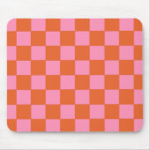 オレン市松模様にジとピンク マウスパッド (正面)