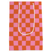 オレン市松模様にジとピンク ミディアムペーパーバッグ (裏面)