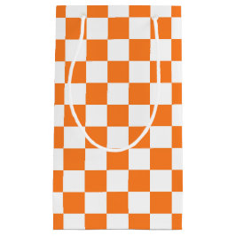 オレン市松模様にジとホワイト スモールペーパーバッグ