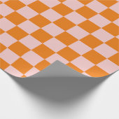 オレン市松模様にジ・ピンク ラッピングペーパー (角)