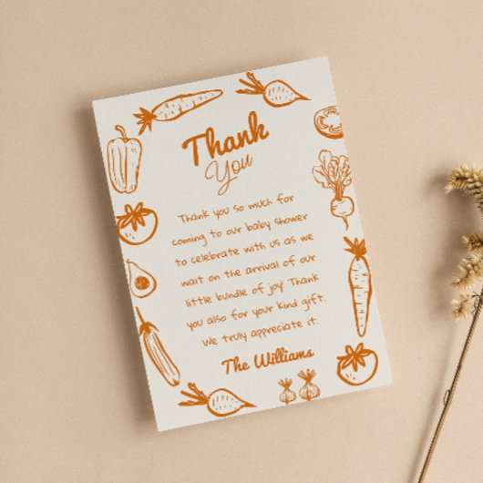 オレン描ジ地元産野菜ベビーシャワー サンキューカード