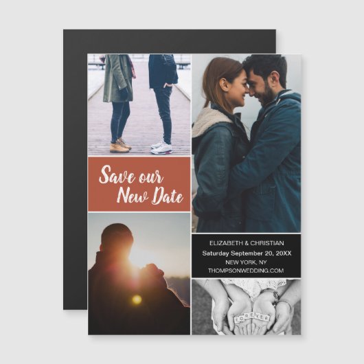 オレン救ジ新しい日付の写真の日付の変更 マグネット招待状 (正面/裏面)