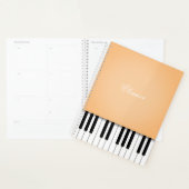オレン淡い色のジピアノ音楽キーボカスタマイズード プランナー手帳 (ディスプレー)