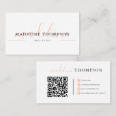 オレン淡い色のジ書道スクリプトQRコード 名刺 (正面/裏面)