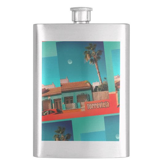 オレン熱狂するジとトルコイズのトレビエハ フラスク (正面)