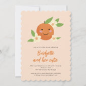 オレン男女兼用ジかわいこちゃんベビーシャワー 招待状 (正面)