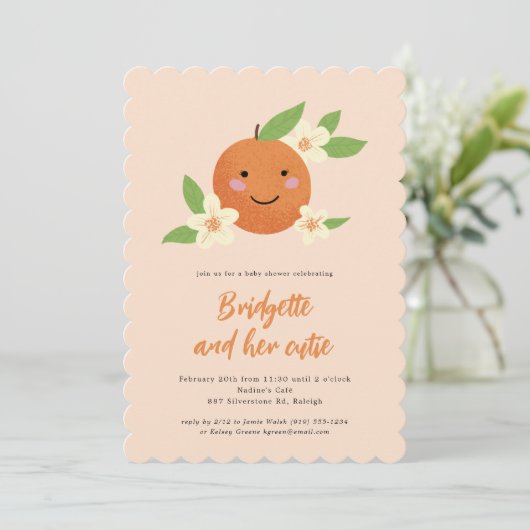 オレン男女兼用ジかわいこちゃんベビーシャワー 招待状 (スタンド正面)