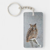 オレン素晴らしジ角フクロウ絵を描のイニシャル キーホルダー (正面)