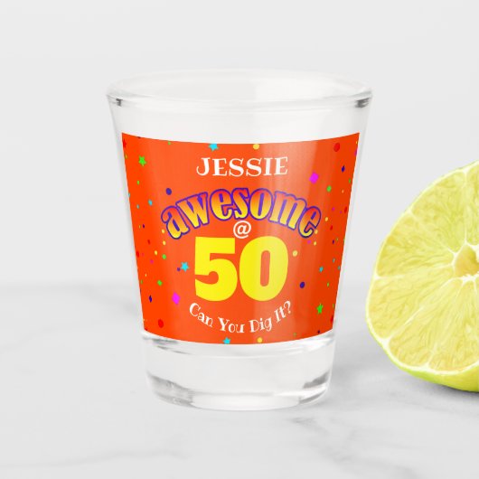オレン素晴らしジ50番誕生日 ショットグラス (正面)