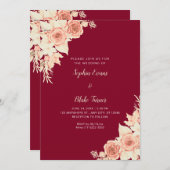 オレン素朴エレガントジバラ秋ブルゴーニュ結婚ーズ 招待状 (正面/裏面)