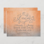 オレン素朴ジとグレーボヘミアン日付を保存 案内ポストカード (正面/裏面)