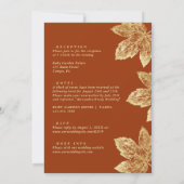 オレン素朴ジと金ゴールドの結婚葉 招待状 (裏面)