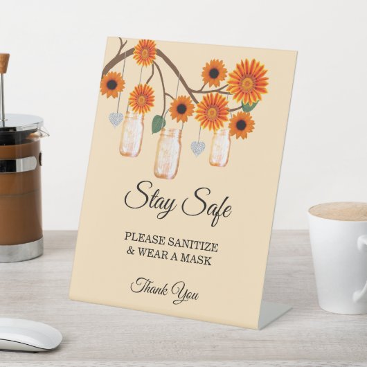 オレン素朴ジの花メイスン結婚ジャーの安全 台座サイン (インサイチュ)