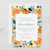 オレン素朴ジウォーターカラーフラワーズブライダルシャワー 招待状 (正面)