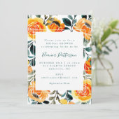 オレン素朴ジウォーターカラーフラワーズブライダルシャワー 招待状 (スタンド正面)