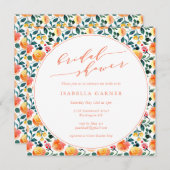 オレン素朴ジウォーターカラーフローラブライダルシャワー 招待状 (正面/裏面)