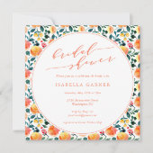 オレン素朴ジウォーターカラーフローラブライダルシャワー 招待状 (正面)