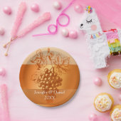 オレン素朴ジカスタムワインラベルスタイル秋の結婚式 ペーパープレート (パーティー)