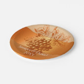 オレン素朴ジカスタムワインラベルスタイル秋の結婚式 ペーパープレート (アングル)