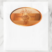 オレン素朴ジカスタムワインラベル秋の結婚式 楕円形シール (バッグ)