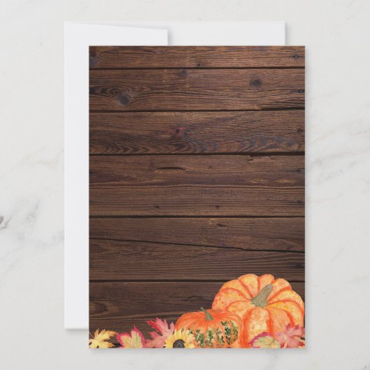 オレン素朴ジカボチャ感謝祭招待状 招待状 (裏面)
