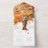 オレン素朴ジサンゴと赤カエデ結婚の木 オールインワン招待状 (内側)