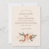 オレン素朴ジスライス桃の白い結婚花 招待状 (正面)