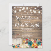 オレン素朴ジティール(緑がかった色)金ゴールドパンプキンブライダルシャワー 招待状 (正面)