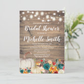 オレン素朴ジティール(緑がかった色)金ゴールドパンプキンブライダルシャワー 招待状 (スタンド正面)