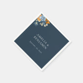 オレン素朴ジテラコッタネイビーブルー結婚ラスト スタンダードカクテルナプキン (角)